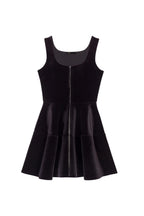 Tara Black Square Neck Velvet Puff Sleeveless Mini Dress