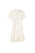 Penny White Mini Knit Dress With Polo Neck