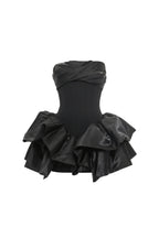 Elizabeth Strapless Draped Ruffle Mini Dress In Black