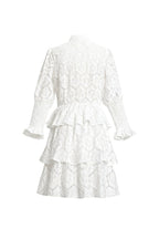 Vanessa Long Sleeves Layered Lace Mini Dress In White