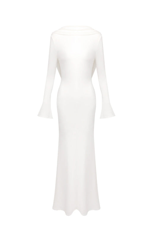 gloria DRAPED BACKLESS JERSEY MAXI DRESS in white