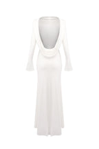 Gloria Draped Backless Jersey Maxi Dress In White