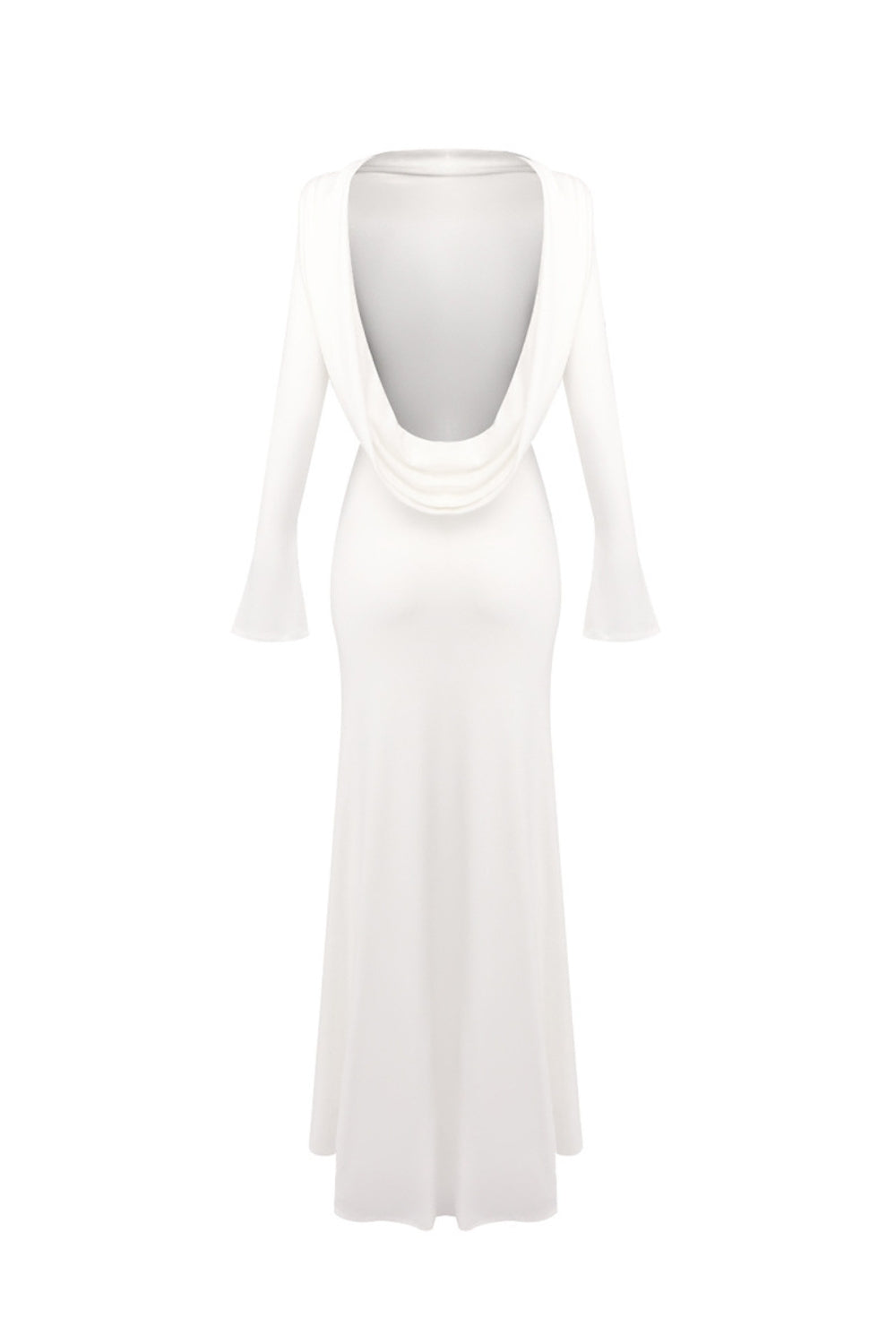 Gloria Draped Backless Jersey Maxi Dress In White