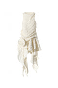 joy Draped Asymmetric Silk Dress with Layers - Ivoire