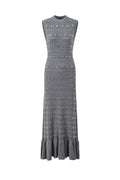 valerie Studded Knit sleeveless Midi Dress in gray