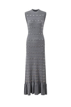valerie Studded Knit sleeveless Midi Dress in gray