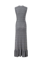 Valerie Studded Knit Sleeveless Midi Dress In Gray