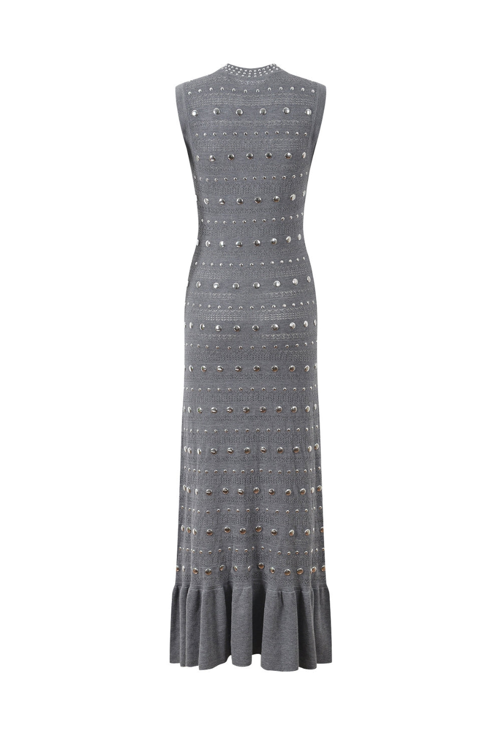 Valerie Studded Knit Sleeveless Midi Dress In Gray