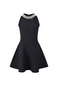 virginia Pearl Collar mini Dress in black