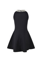 Virginia Pearl Collar Mini Dress In Black