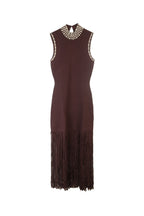 Lara Brown Fringe Knit Embellished Sleevless Midi Dress