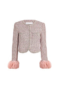 rosemary Pink Bouclé Fur-Trim Jacket