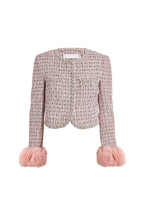 rosemary Pink Bouclé Fur-Trim Jacket