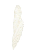roberta white Asymmetric appliqué halter sleeveless midi dress
