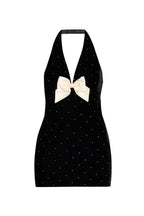 Anais Halter Bow Velvet Mini Dress