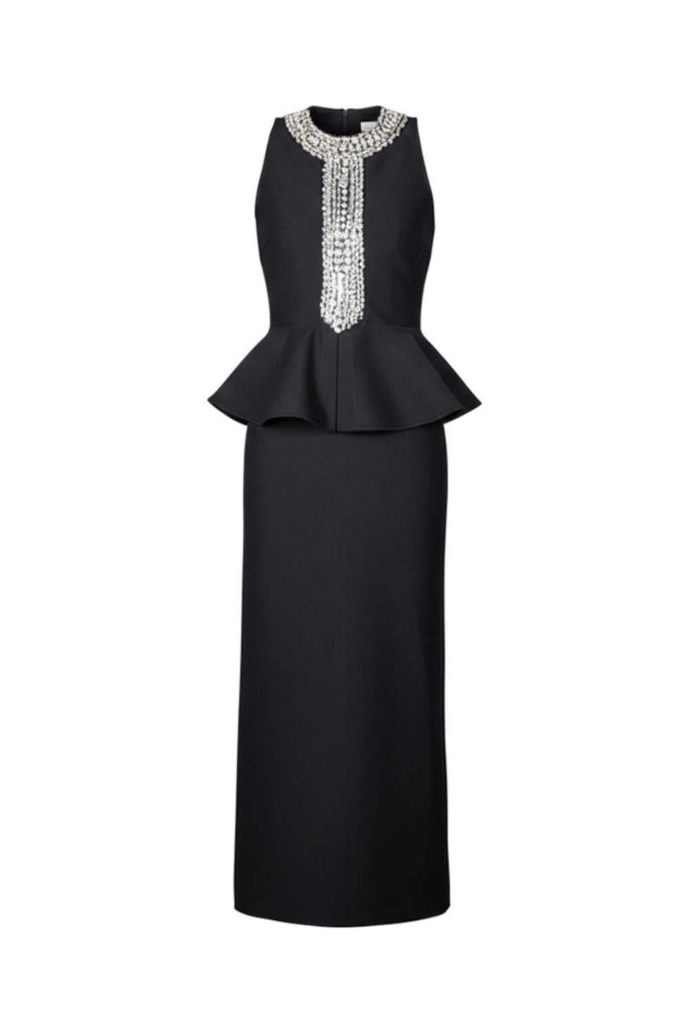 Flowering Girl Women Gladys Crystal Embellished Peplum Halter Maxi Dress In Black