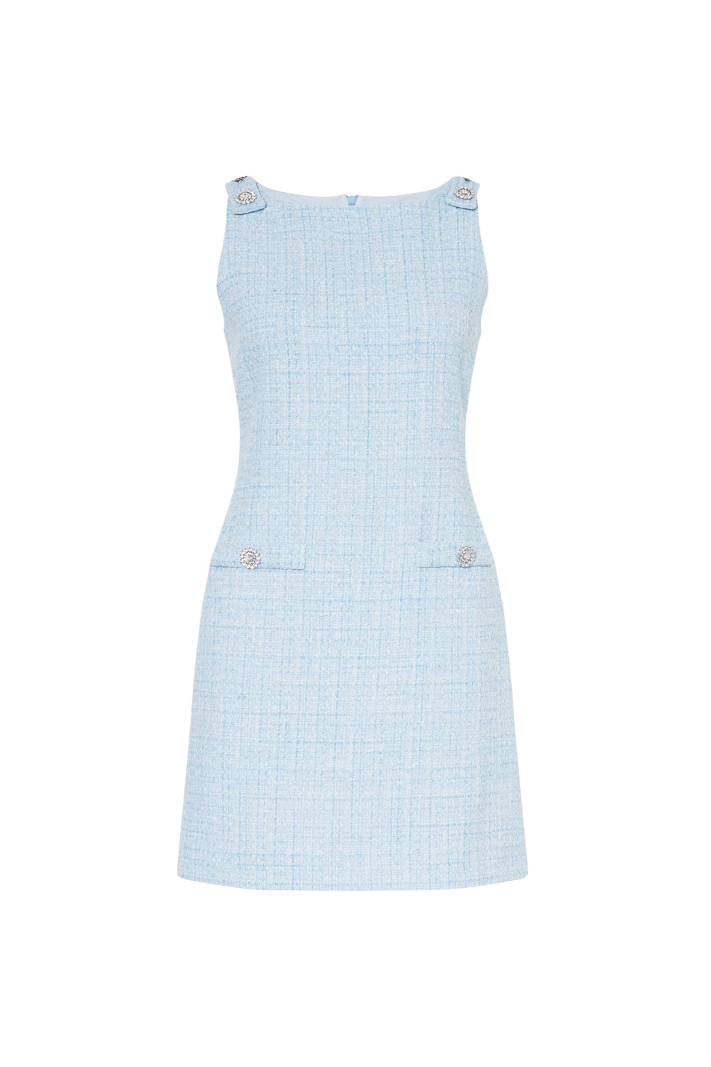 halter neck tweed vest mini dress in blue
