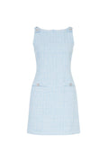 halter neck tweed vest mini dress in blue
