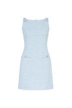 halter neck tweed vest mini dress in blue