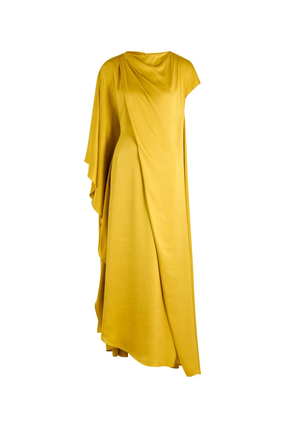 Flowering Girl Women Yellow Draped Silk Maxi Dress