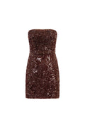 Strapless sequin Mini Dress in Burgundy