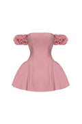 sherry Flower strapless puffy mini dress in pink