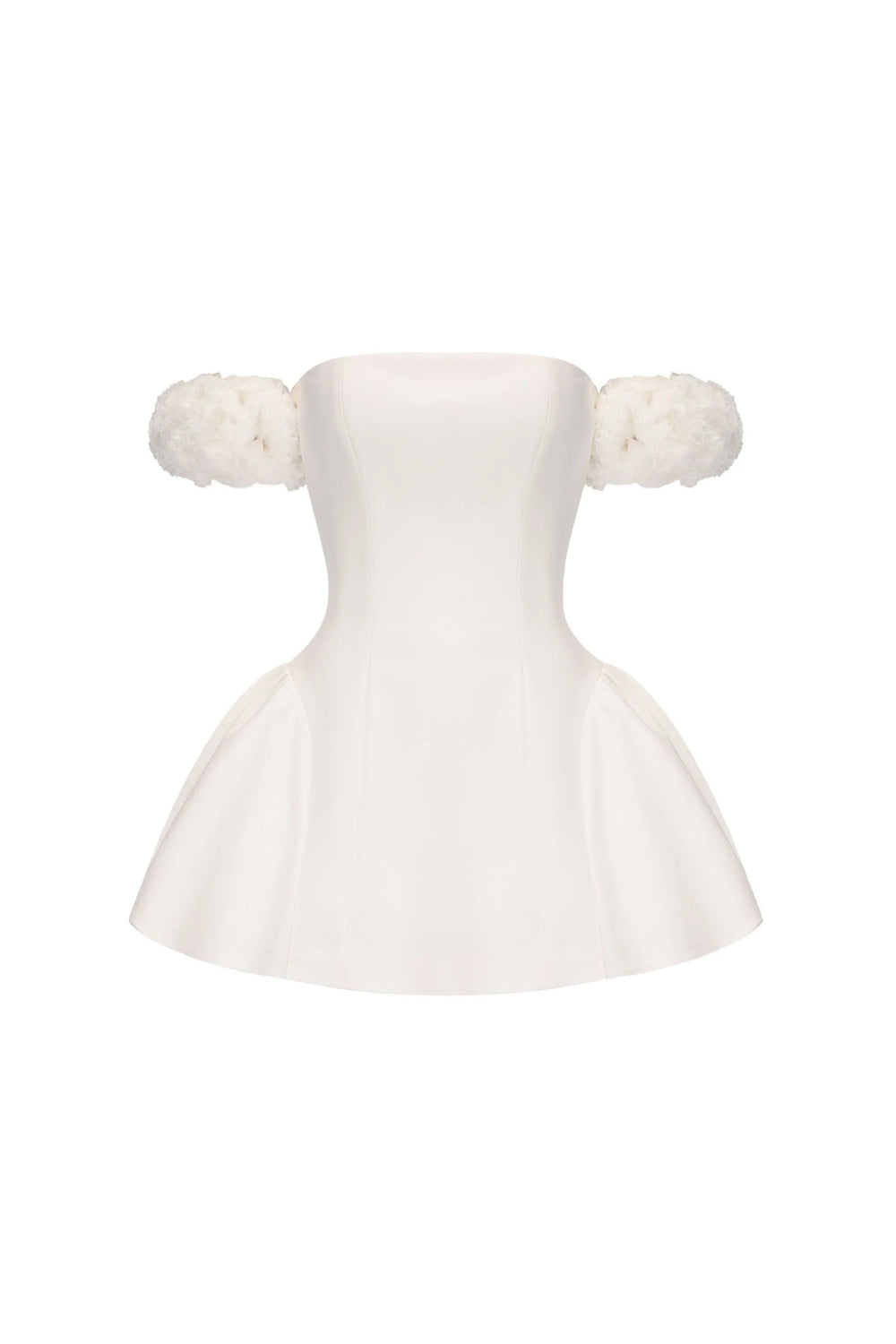Flowering Girl Women Sherry Flower Strapless Puffy Mini Dress In White