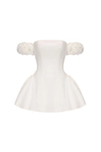 Flowering Girl Women Sherry Flower Strapless Puffy Mini Dress In White