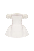 sherry Flower strapless puffy mini dress in white