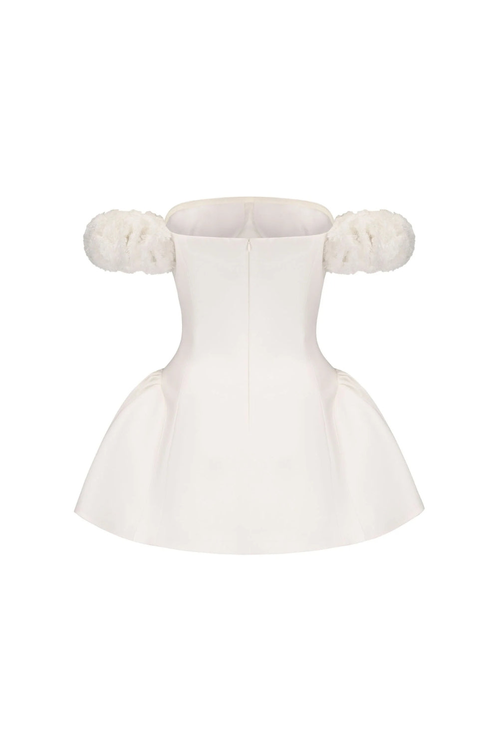 Flowering Girl Women Sherry Flower Strapless Puffy Mini Dress In White