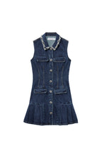 Flowering Girl Women Blue Denim Sleeveless Mini Dress