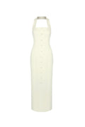 Almond Woven Halter Button Maxi Dress