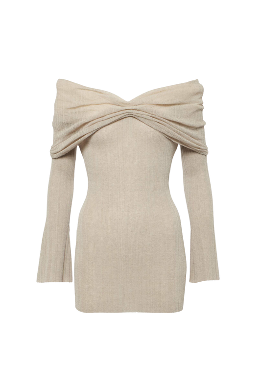Rosara Off Shoulder Knit Mini Dress