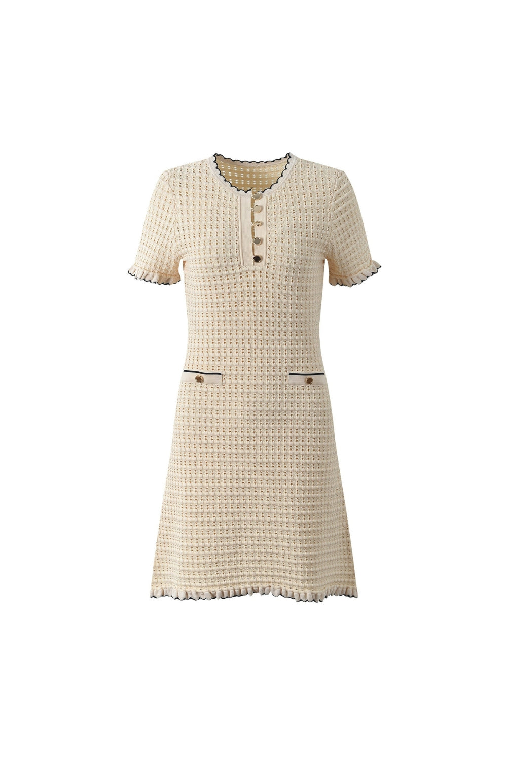 simona hollow knit Mini dress in apricot