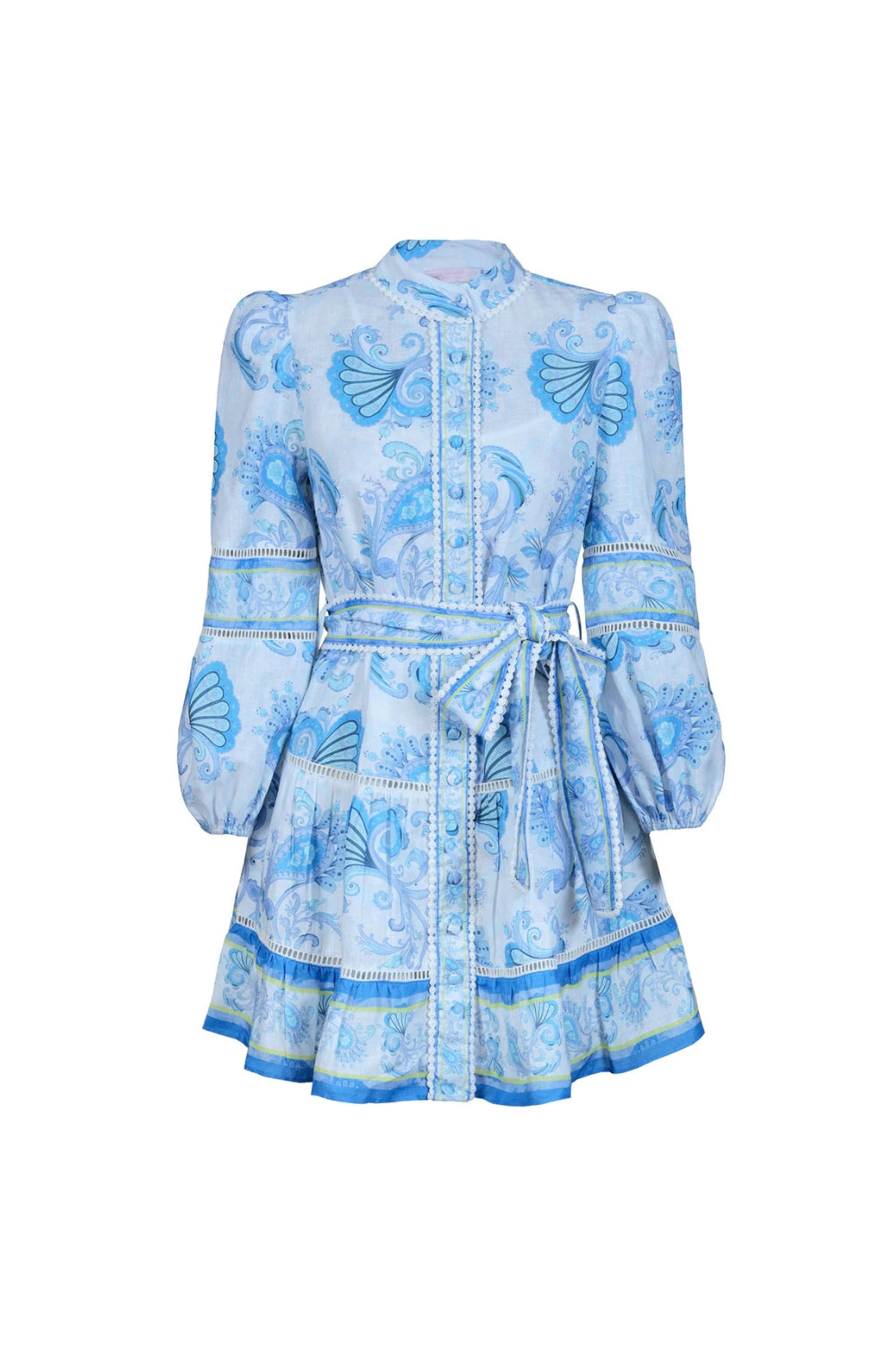 Flowering Girl Women Vicky Floral Print Puff Sleeve Mini Dress In Blue