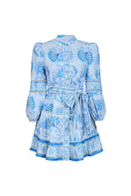 Flowering Girl Women Vicky Floral Print Puff Sleeve Mini Dress In Blue