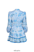 vicky floral print puff sleeve Mini Dress in blue