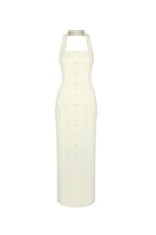 Flowering Girl Women Almond Woven Halter Button Maxi Dress
