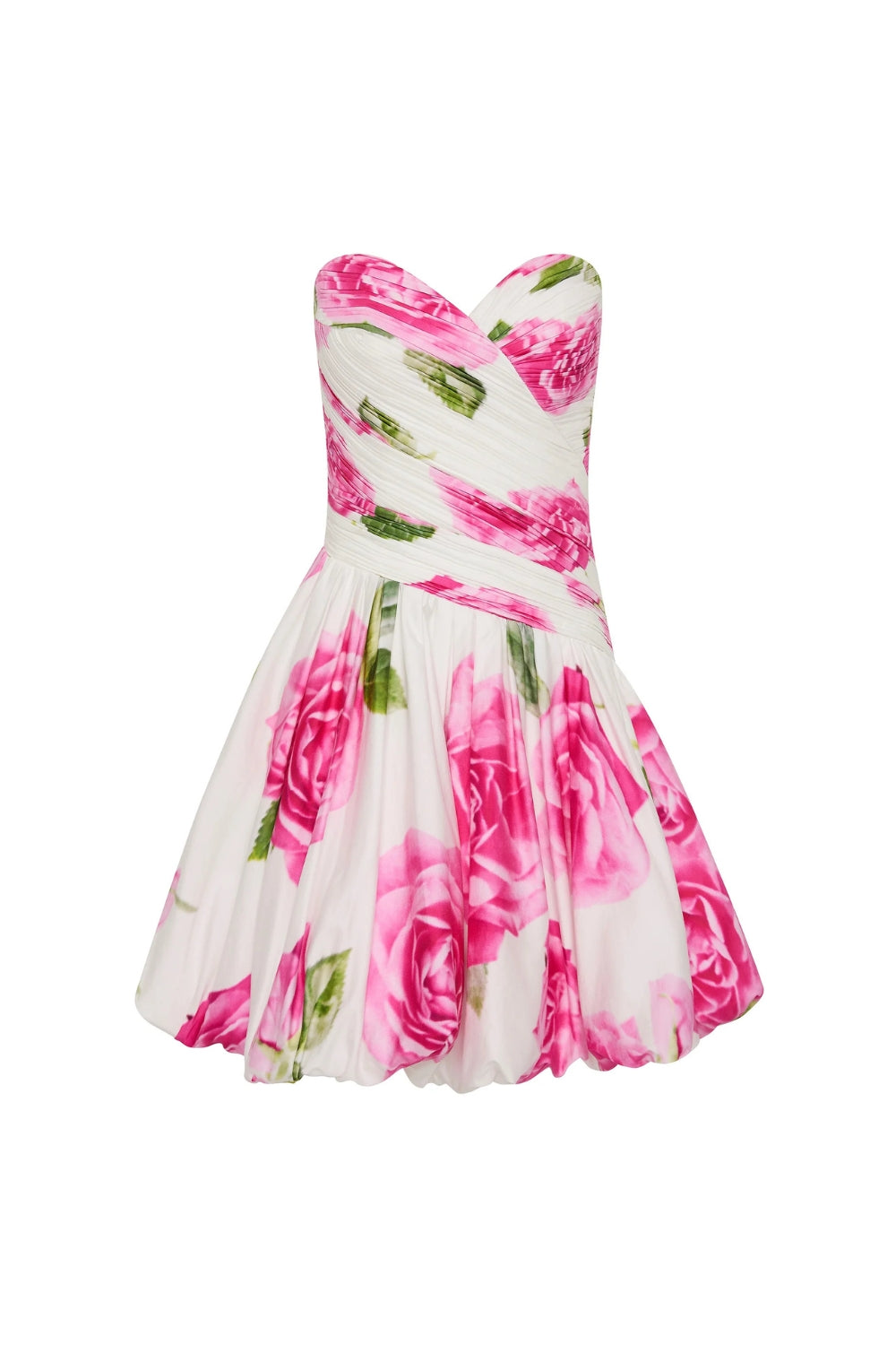 Flowering Girl Women Rose Light Bubble Hem Strapless Mini Dress