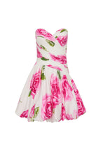 Flowering Girl Women Rose Light Bubble Hem Strapless Mini Dress