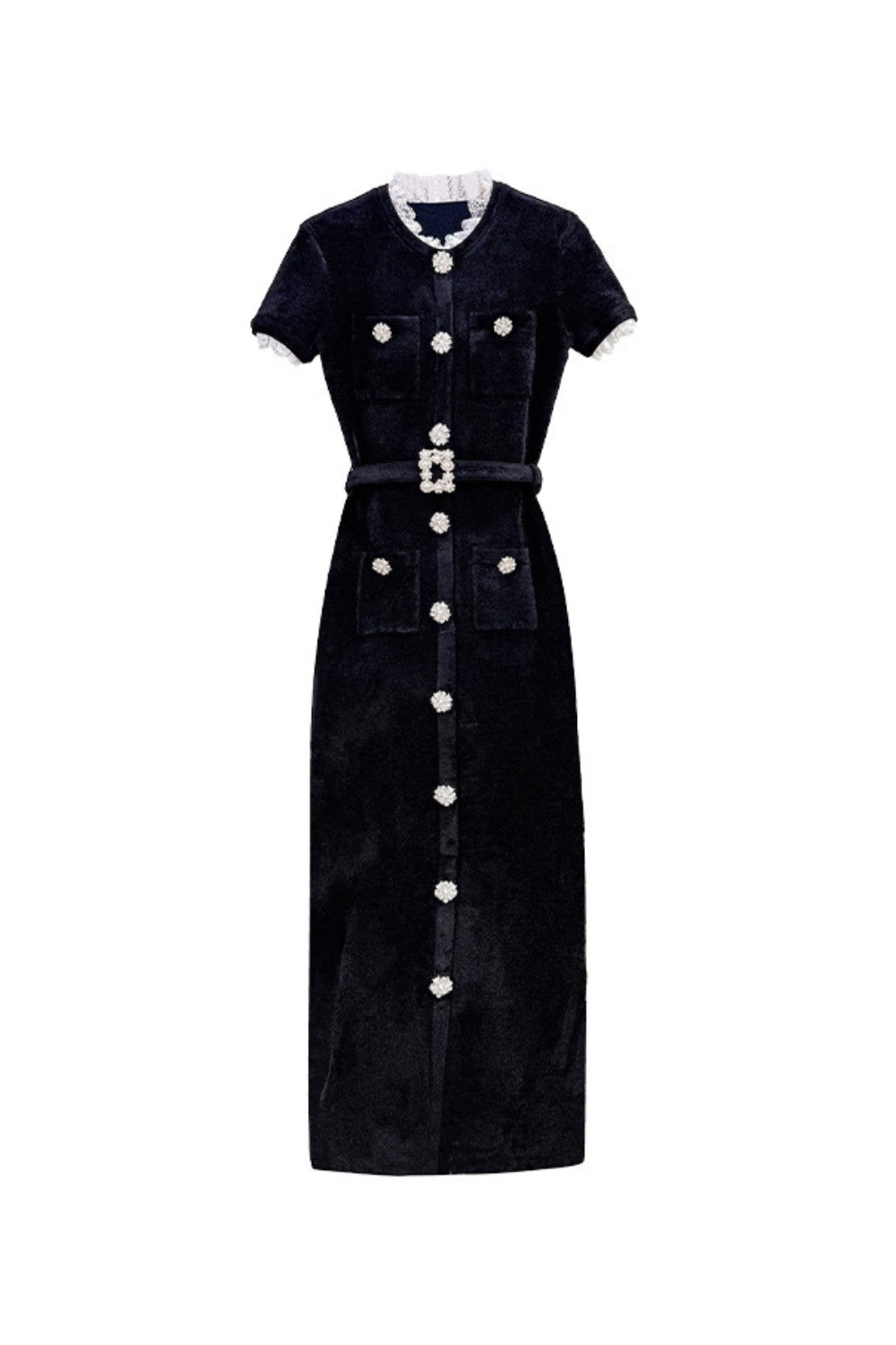 Flowering Girl Women Kama Black Chenille Knit Midi Dress
