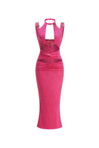 Flowering Girl Women Claire Crystal Embellished Cutout Maxi Dress In Rose Red