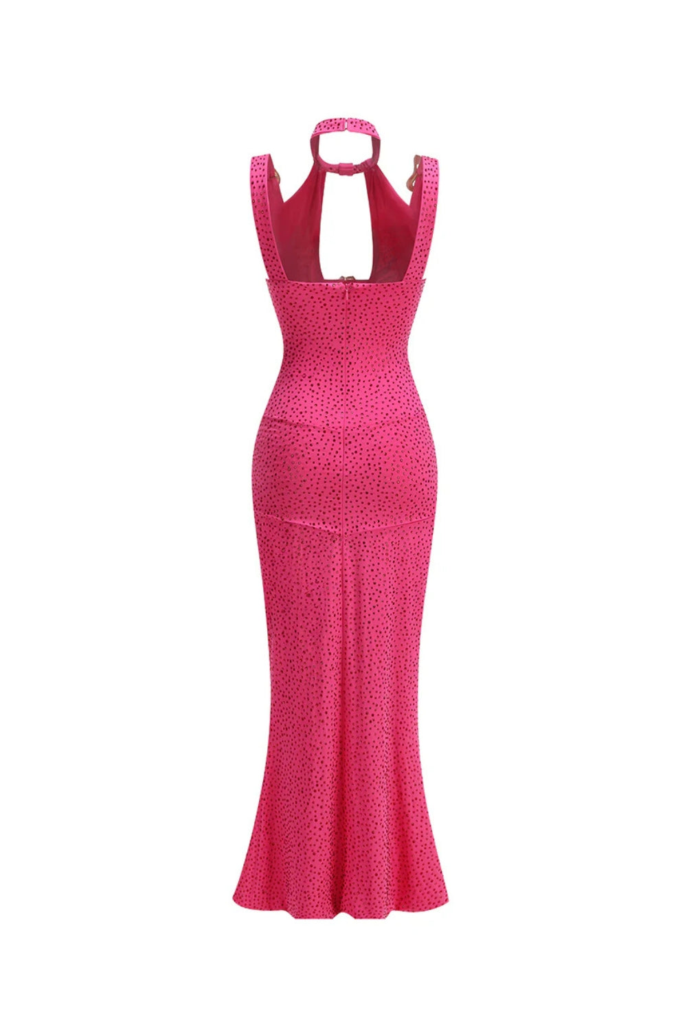claire crystal Embellished Cutout Maxi Dress in rose red