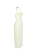 Flowering Girl Women Almond Woven Halter Button Maxi Dress
