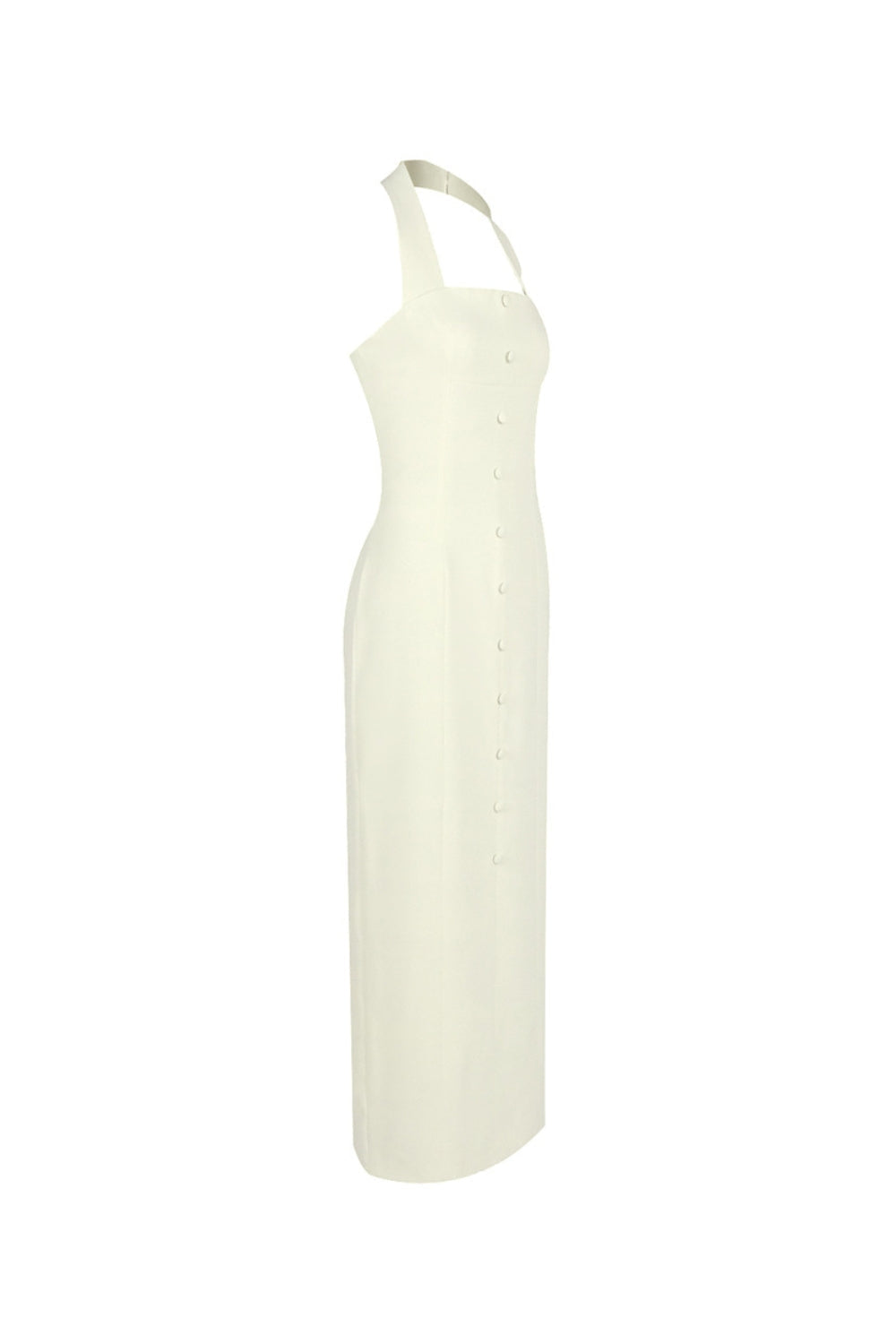 Flowering Girl Women Almond Woven Halter Button Maxi Dress