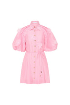 elvira 3D-Petal Belted Mini Shirt Dress in Pink