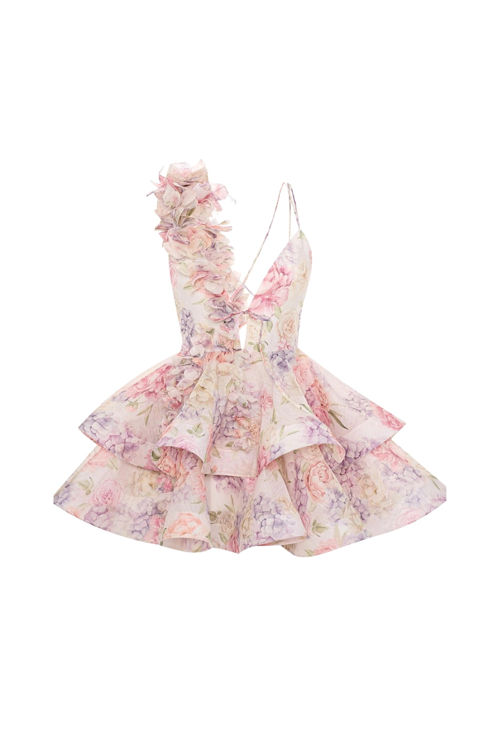 Flowering Girl Women Helen 3D Flower Chiffon Ruffle Mini Dress In Pink