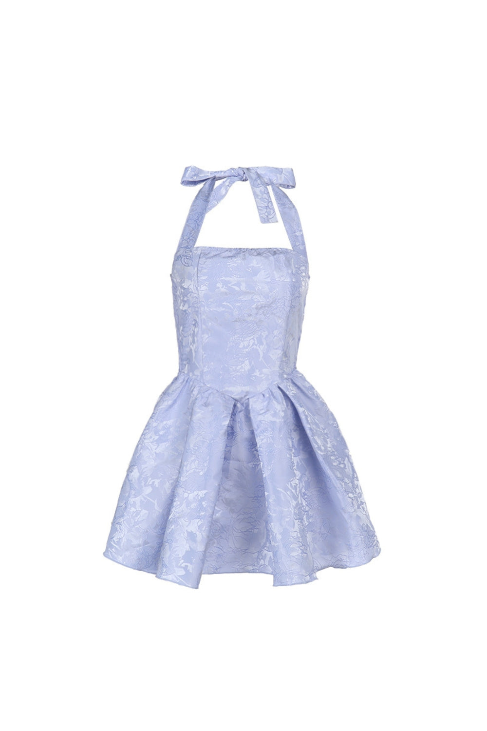 Flowering Girl Women Deborah Halterneck Floral Flare Mini Dress In Blue