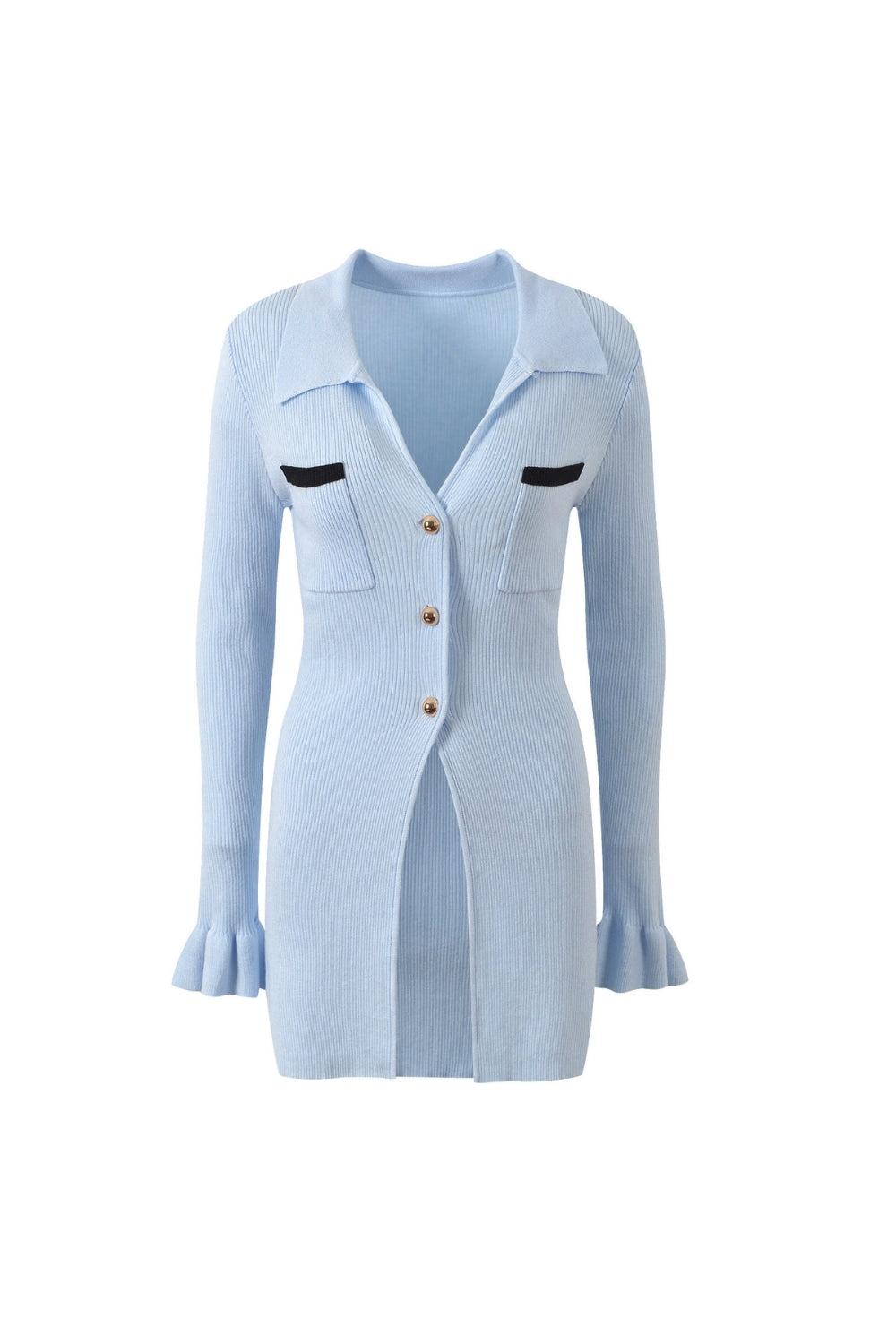 Flowering Girl Women Diana Blue Ribbed Viscose Knit Longline Top