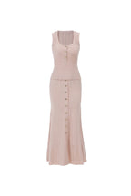 Eartha Sleeveless Knitted Dress Top Skirt Set In Apricot
